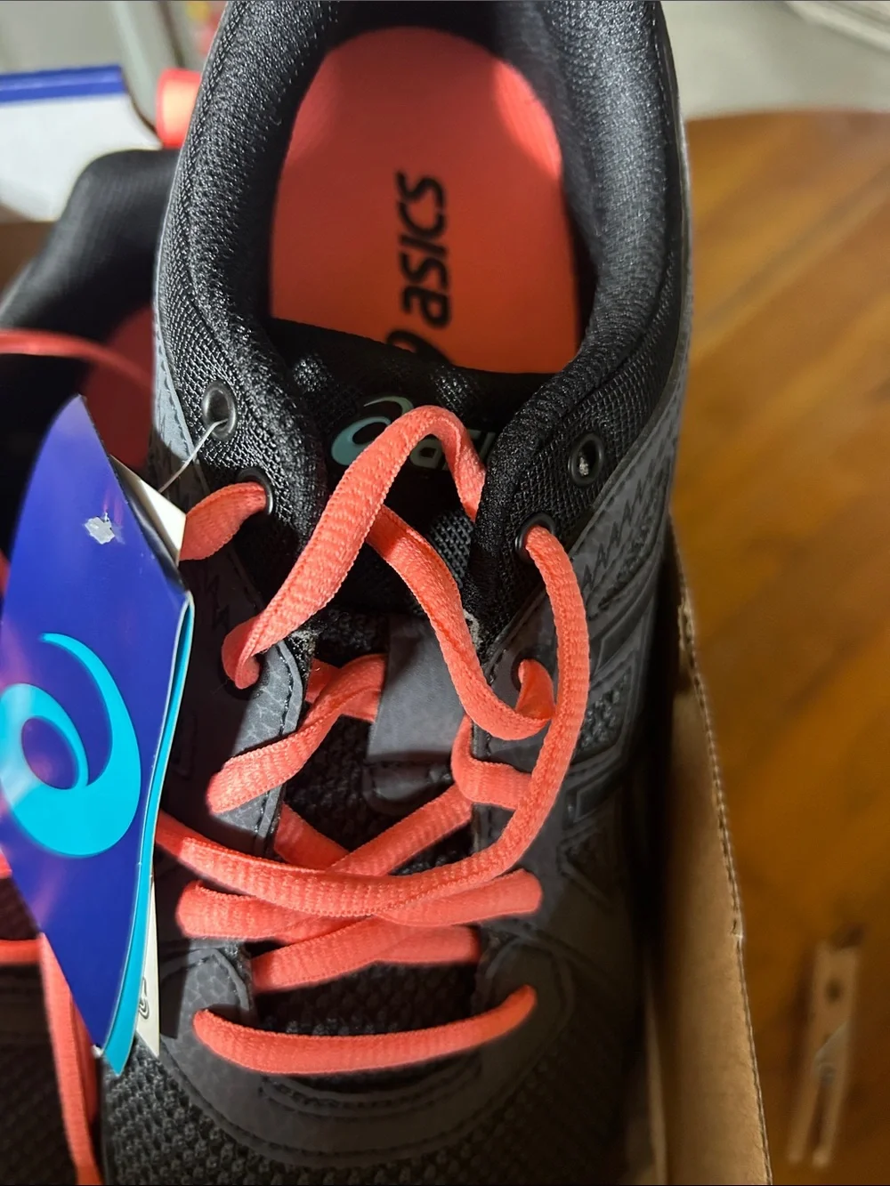 Asics Gray and Bright Orange Trail Running Shoes